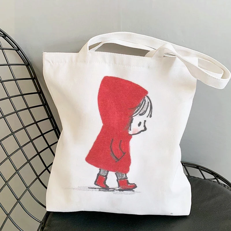 Mafalda-Bolso de compras con estampado de Mafalda, bolsa de hombro, de lona, de gran capacidad, para Universidad, triangulación de envíos