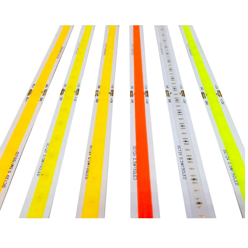 COB led strip DC12V CRI90 480chips/M No spots FOB Linear high lumen Ribbon Red /Green /Blue/Pink /Orange/Cool White /Multicolor