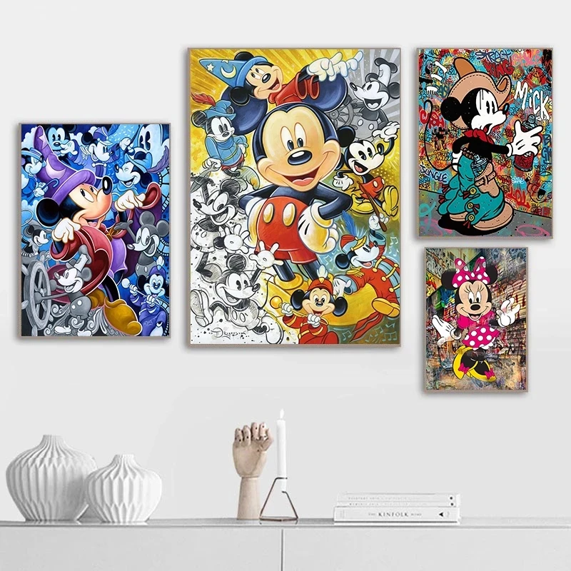 Disney Abstract Mickey Mouse Wall Art Canvas Painting Nordic Posters and Prints Home Decoration Pictures for Living Room Decor