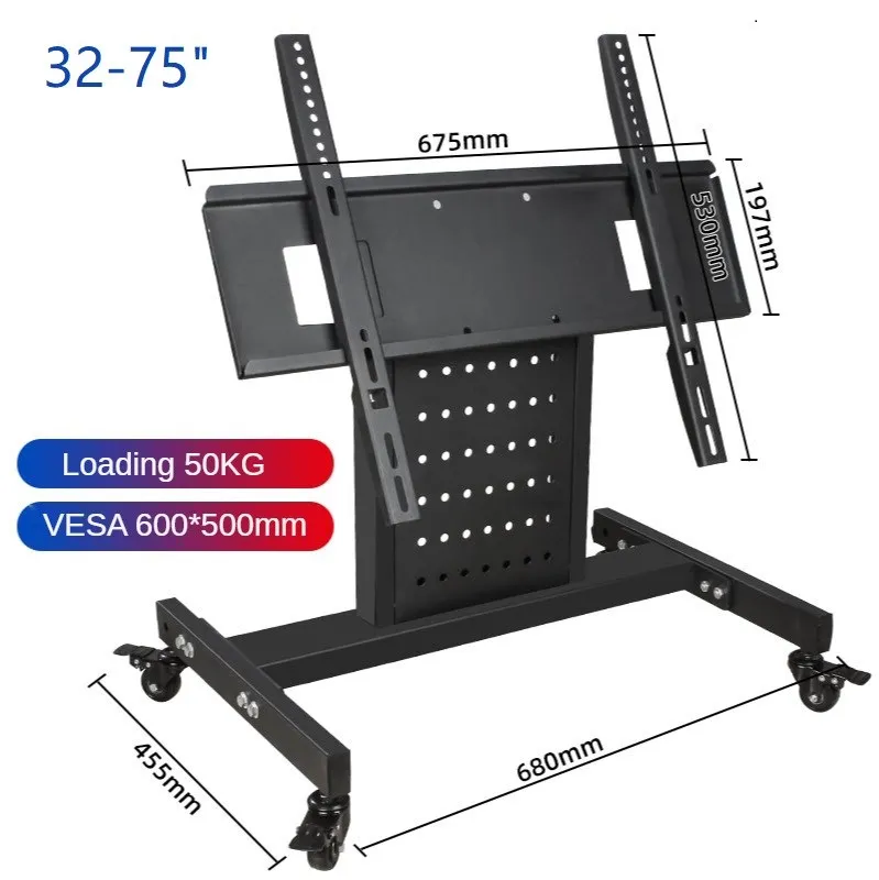 Imagem -03 - Cart Levantamento Móveis Rolantes Mount Outdoor Stand Trolley Monitor de Tela de Plasma Braço de Apoio de Baixa Altura 601 32 75 tv