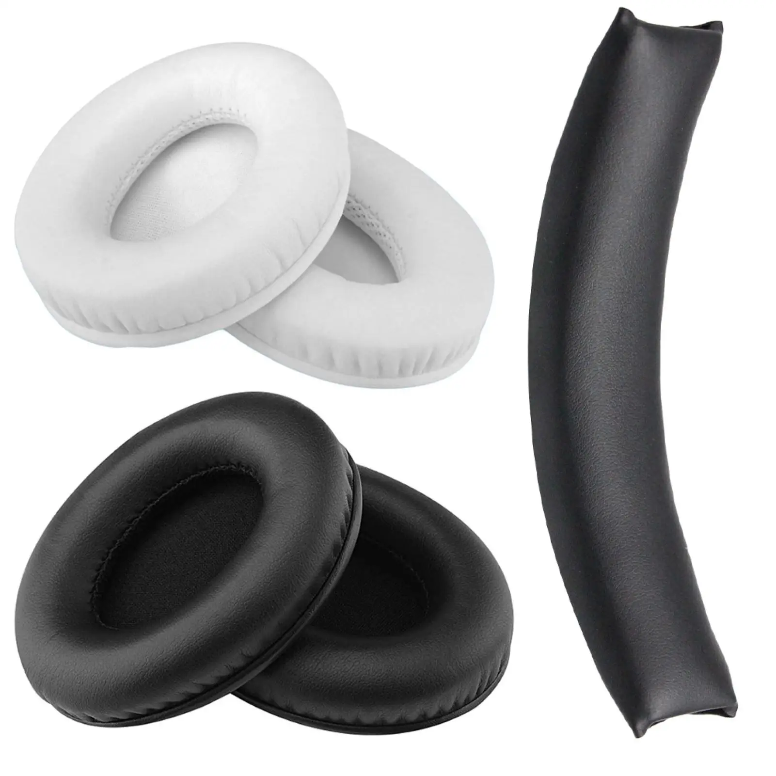 1 Pair White/Black Replacement Ear Pads Pillow Headband Cushions Cover for Monster By Dr Dre Studio 1 0 Headphone Earpads