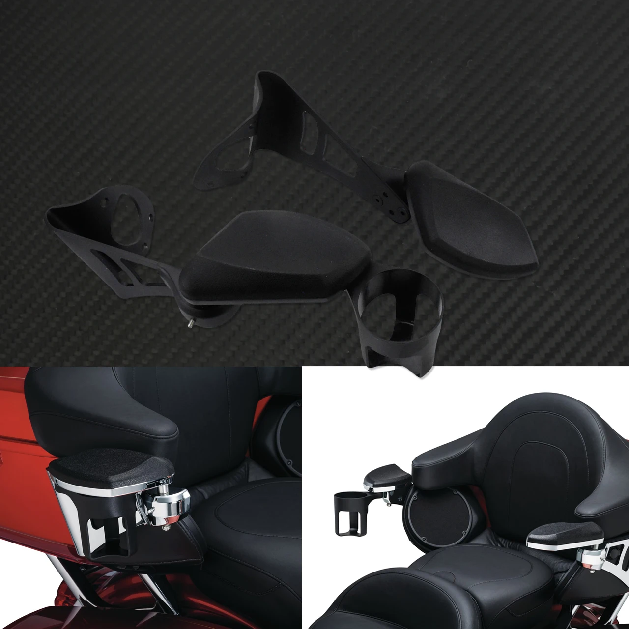 Motorrad Hinten Passagier Armlehnen Mit Trinken Tasse halter Für Harley Touring Electra Straße Road Glide Ultra Tri Gleitet 2014-2022