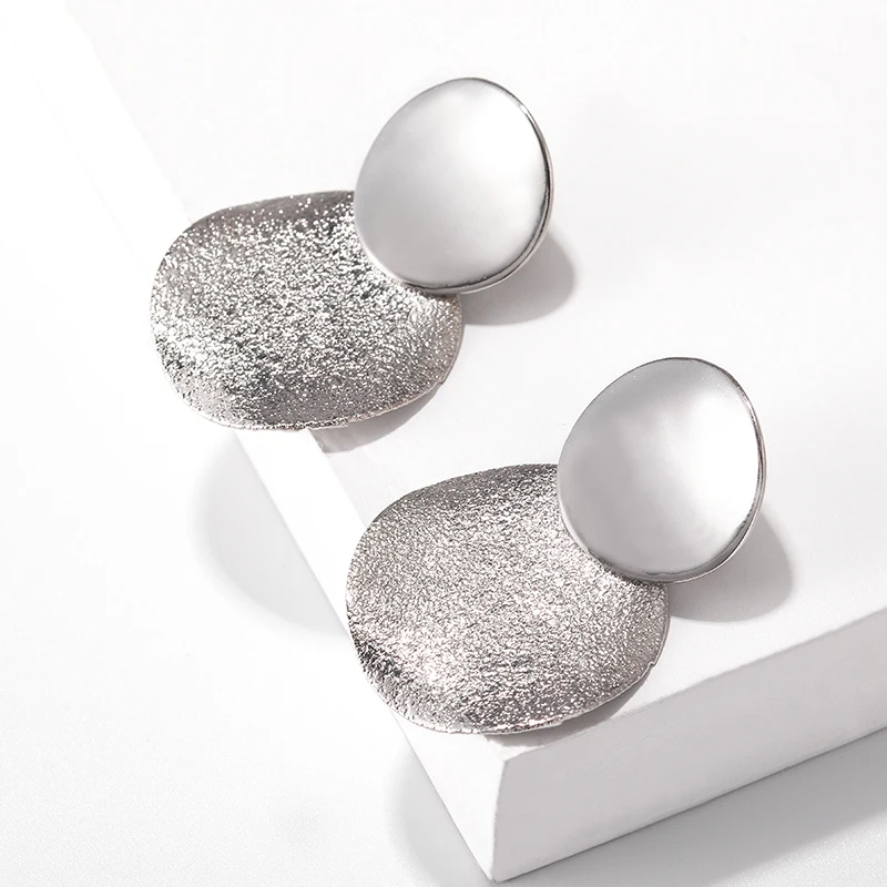 Women's Gold Plated Geometric Big Round Clip Earrings