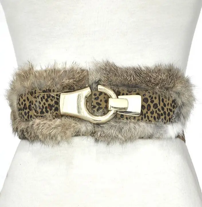 

Women's runway fashion rabbit fur elastic Cummerbunds female Dress Corsets Waistband Belts decoration wide belt R2262