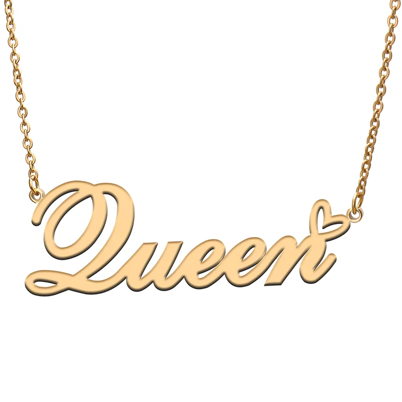 

Queen Name Tag Necklace Personalized Pendant Jewelry Gifts for Mom Daughter Girl Friend Birthday Christmas Party Present