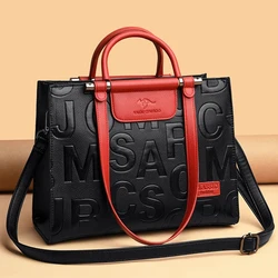 Ladies Quality Leather Letter Shoulder Bags For Womens 2023 Luxury Handbags Women Bags Designer Fashion Large Capacity Tote Bag