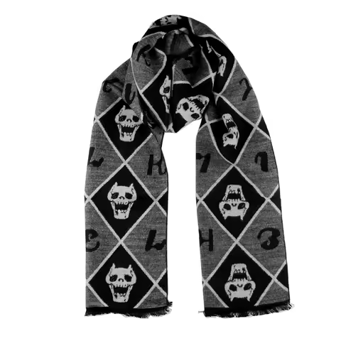 JoJo's Bizarre Adventure Kira Yoshikage Killer Queen Cosplay Autumn Winter Demon Skull Warm Soft Brushed Scarf