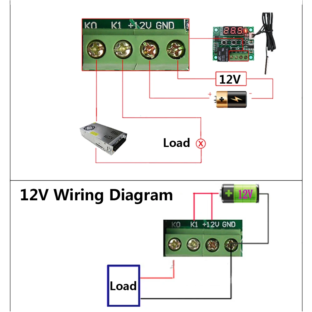 Blu W1209 DC 12V LED Digital di Temperatura del Termostato di Controllo del Termometro Termo Interruttore di Controllo del Modulo + NTC Sensore di