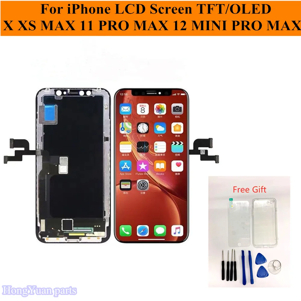 LCD Pantalla For iPhone X XR XS MAX TFT Ecran iPhone 11 Pro Max OLED Screen  Replacement For iPhone 12 Mini/12 Pro/Max 3D Touch