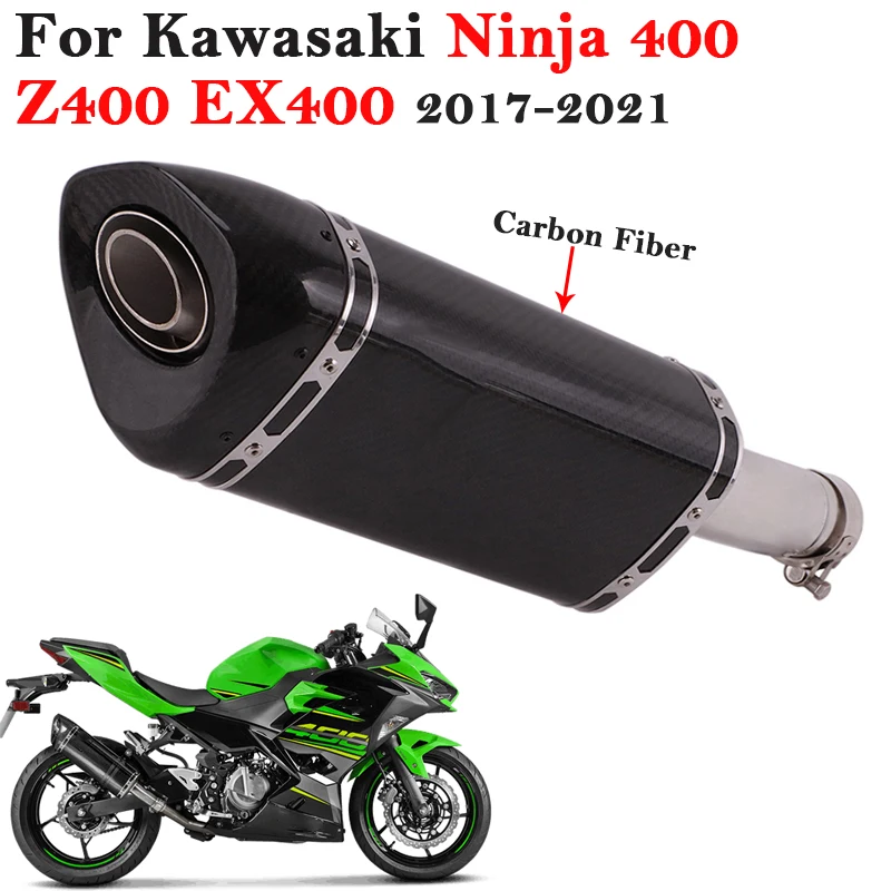 Slip On For Kawasaki Ninja 400 Z400 EX400 2017-2021 Motorcycle Yoshimura Exhaust Escape Link Pipe Carbon Fiber Muffler DB Killer