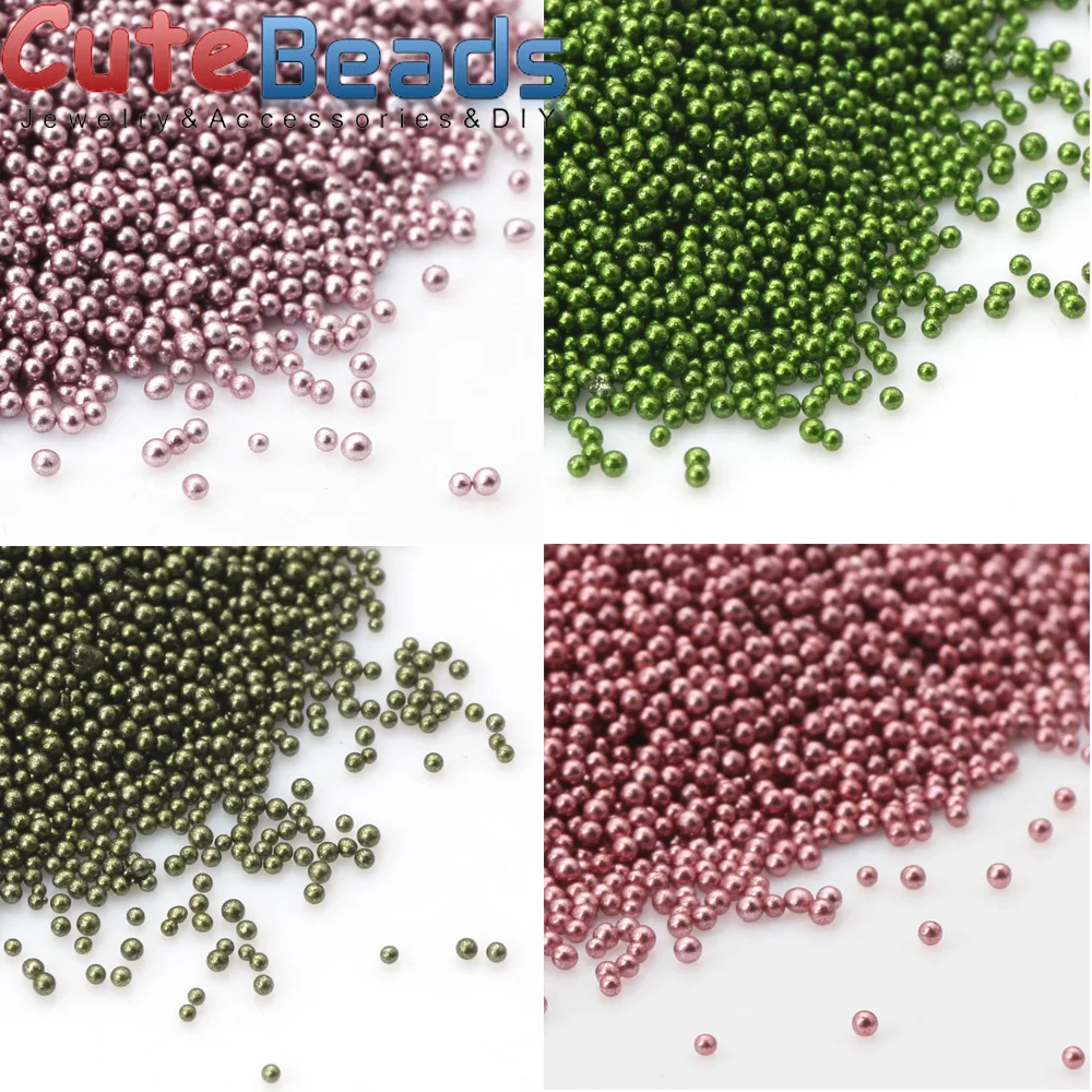 0.6-0.8MM 20G/lot Micro Ball Crystal Nail Art Metal color Caviar Nonporous Beads Glass DIY Decorations