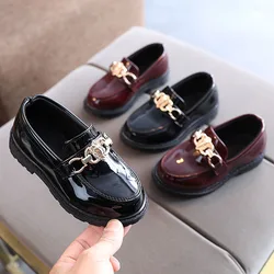 Children's Shoes Girls Autumn Princess Fashion Leather Shoes Kids Soft Sole British Style Black Student Performance Shoes