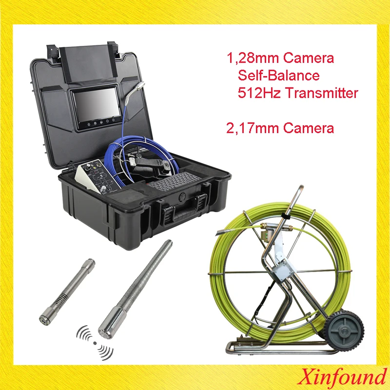 

9inch monitor 60 meter 9mm cable self-leveling 512Hz pipeline drain inspection camera meter counter keyboard recording camera