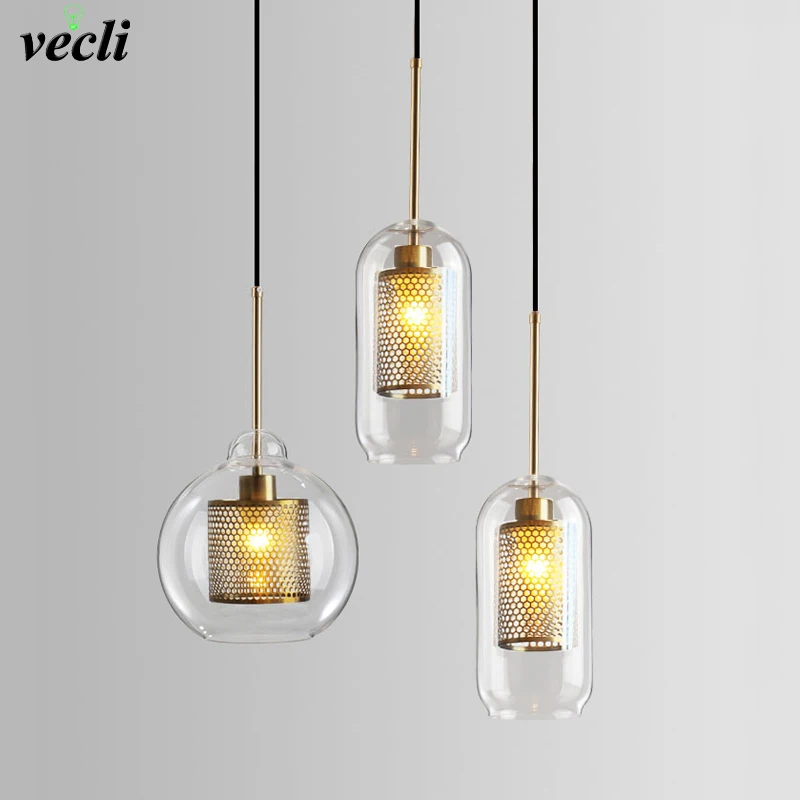 Modern Glass Ball Pendant Light Fixture Kitchen Dining Room Bedroom Hanging Lamp Luminaire Home Decor Lighting Indoor Restaurant