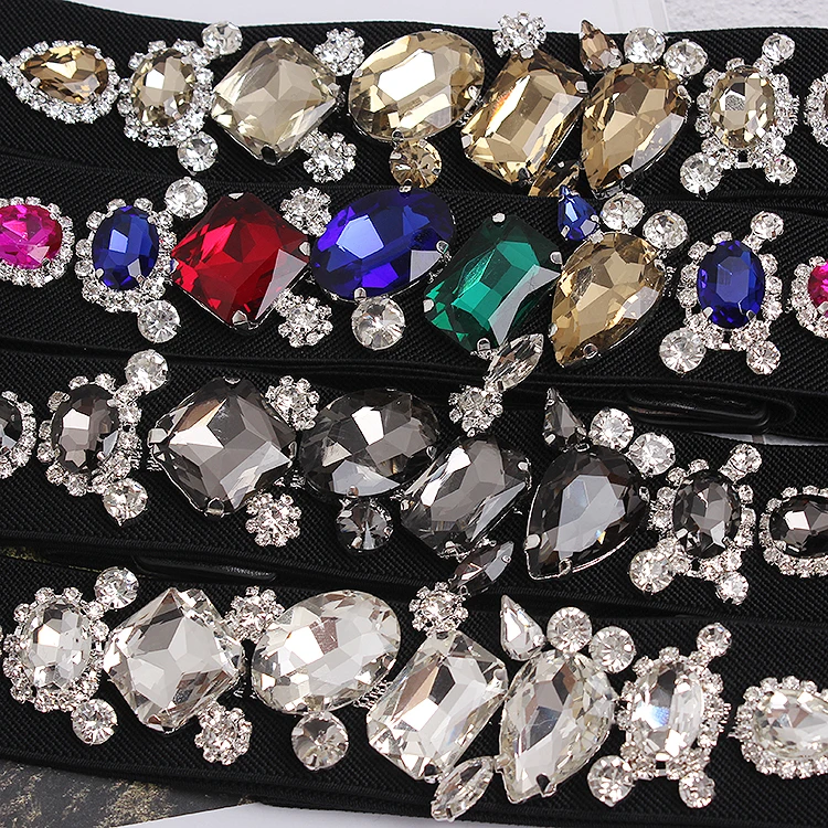 المرأة المدرج موضة الماس مطرز مطاطا فستان Cummerbunds الكورسيهات حزام أحزمة الديكور حزام عريض TB1870