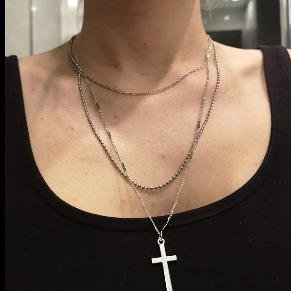Bls-miracle Bohemian Bead Necklaces For Women Vintage Choker Cross Multi-layer Necklace Colares Statement Party Jewelry 2018 New