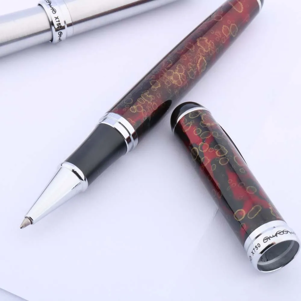 Jinhao 750 Metalen Ijs Bloem Rode Rvs Zilveren Gift Student Vulpen