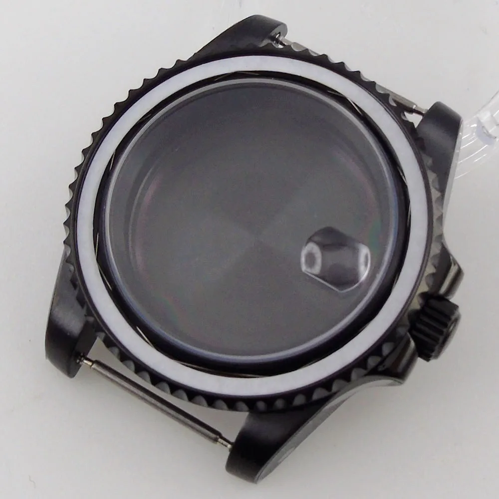 38mm 40mm Watch Case fit nh35a nh36a Rose Gold Black Silver Gold Bezel Ring Glass Back with Magnifier Screw Crown