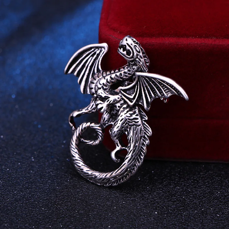 Neue Vintage Flügel Drachen Brosche Pin Metall Tier Kragen Pins Casual Party Broschen Geschenke für Frauen und Männer Schmuck Zubehör – Detail 3