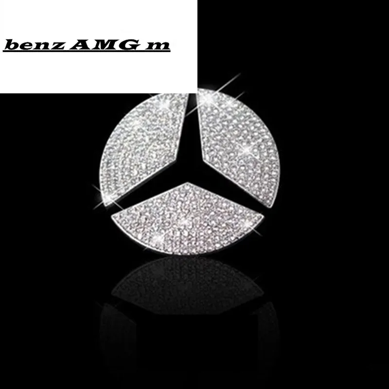 Car Steering Wheel Emblem 3D Rhinestone Logo Sticker With Diamond Decoration For Mercede Benz A/B/C/E/GLA/CLA/GLC/GLK/GLE series