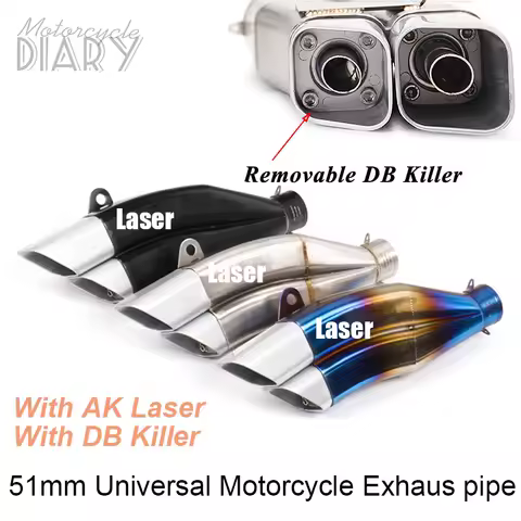 Universal 51mm Motorcycle Exhaust Pipe Muffler Double Escape Moto DB Killer Racing For SCLaser NC200 CBR650 NINJ400 CBR1000 Z650