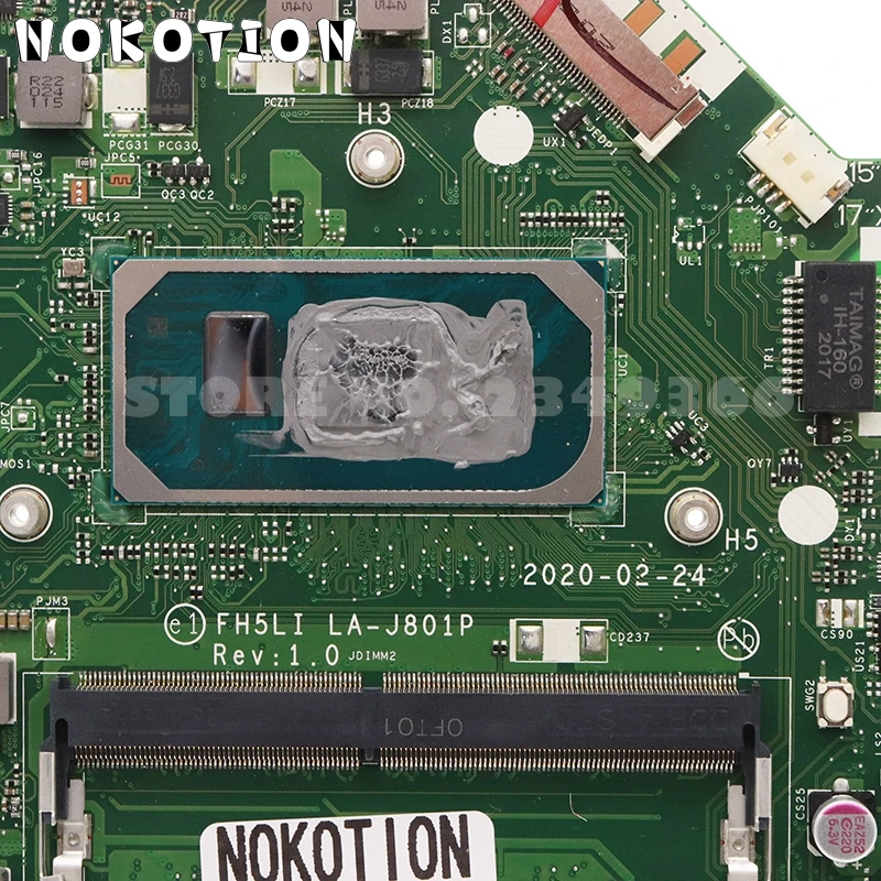 NOKOTION NBHS511002 NB.HS511.002 FH5LI LA-J801P For Acer Aspire A315-56 Laptop Motherboard SRGKG I5-1035G1 CPU