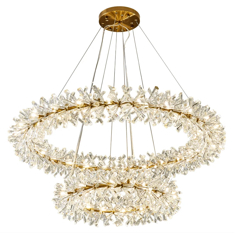 

LED Modern Crystal Ring Chandelier Lamp Luxury Chandeliers Lighting Flower Pendant Hanging Lamp Living Room Decoration