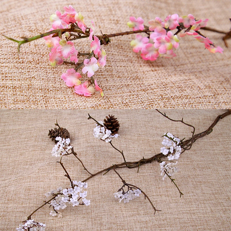 1pcs Artificial Flowers Silk Plum Blossom 87cm Fake Plant Bouquet Asian Style Buddhist Mood Home Wedding Decoration Accessories