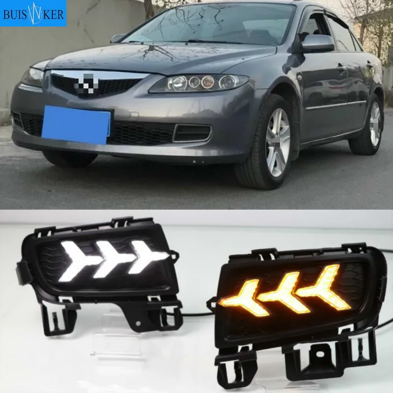 

1Pair For Mazda 6 Mazda6 2006 2007 2008 2009 LED DRL Daytime Running Light Daylight Waterproof with yellow Signal