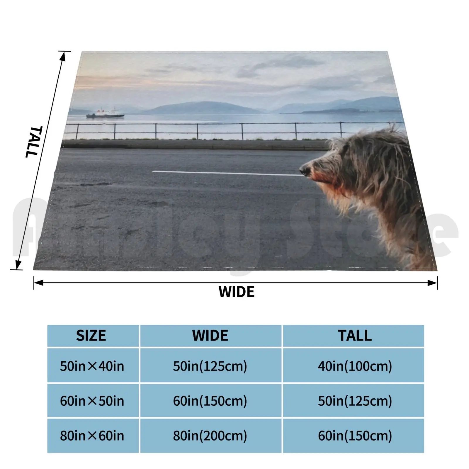 Looking At The Ferry Blanket Fashion Custom Hound Hound Picture Deerhound Wolfhound Shaggy Dog Deerhound Deerhound