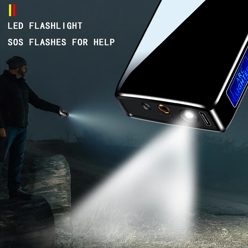 Inflatable Gas Lighter, Windproof Jet Torch, USB Charging, Double Use Arc Cigarette, Two Way Lighter, Personalized Gift for Men