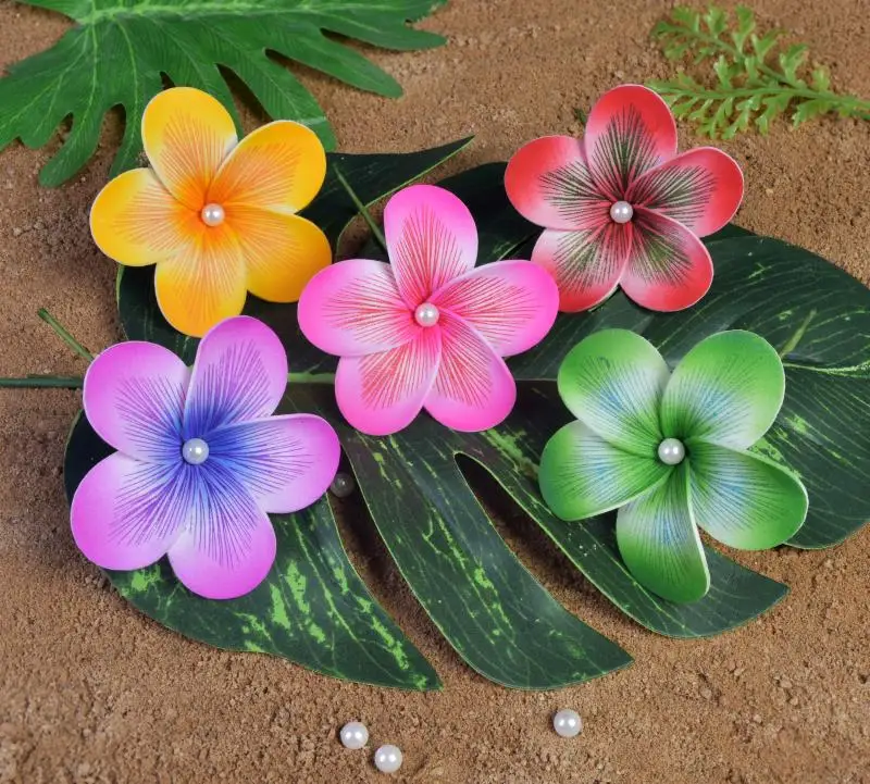 

MIXED COLORS Free Shipping 80pcs/lot F1184-2 9CM Foam Tiare Hair Pick W WHITE Shell Pearl Hawaii Tropical Flower Accessories