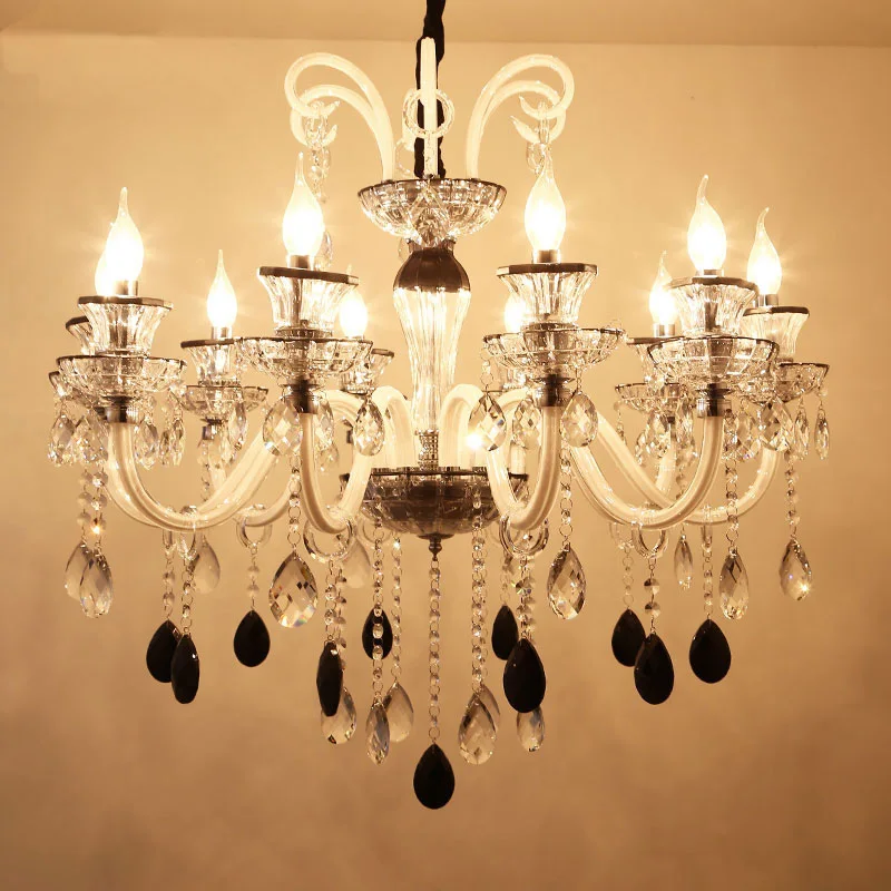 Black And White Crystal Chandeliers Romantic Coffee Features Western Restaurant Lnternet Cafes Clothing Store Decorative Lights