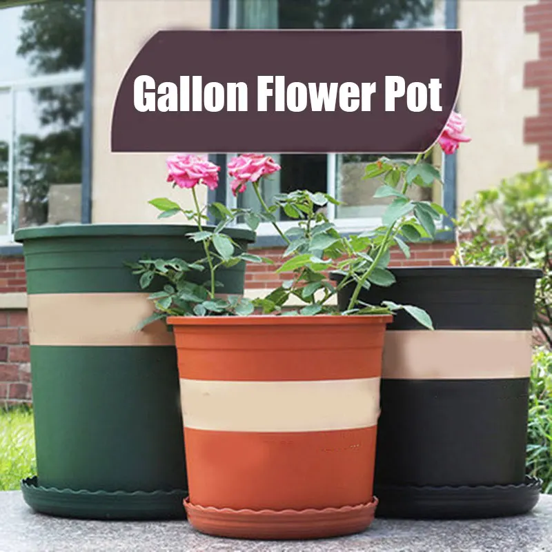 

Large Round Short Flower Pot Control Root Rose Pot Planting Seedling Thickening Plastic Flower Gallon Pot or Tray Potted Plants