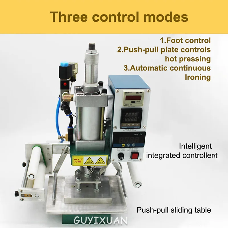 Pneumatic Hot Stamping Machine Sliding Table Leather Bronzing Press Machine LOGO Business Card Presser Wood Branding Machine