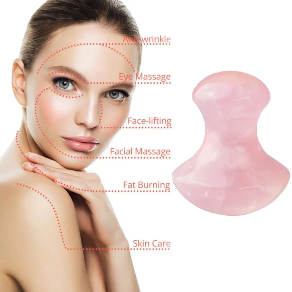 Rouleau de Massage en Jade pour le visage, les bras, le cou, le corps, le SPA, Quartz Rose