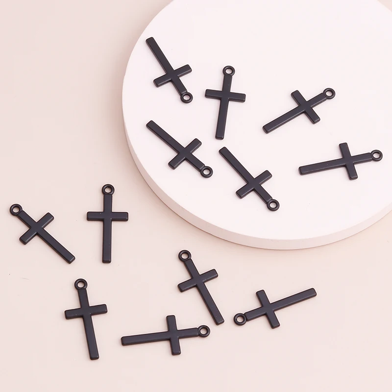 Leslie 20pcs Black Color Cross Charms Pendants for Handmade DIY Bracelets Necklaces 27x12mm Making Jewelry Accessories