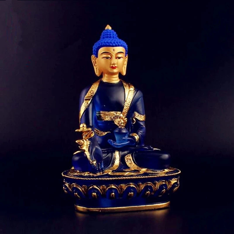 High quality solemn and sacred Colored glaze Pharmacist Buddha Image Disaster Relief Yanshou Tibetan Buddhism Free Ship