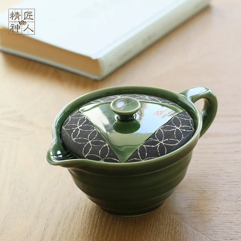 

Spot seto imported from Japan to burn green glaze shippo successful ceramic POTS, stainless steel mesh teapot the teapot