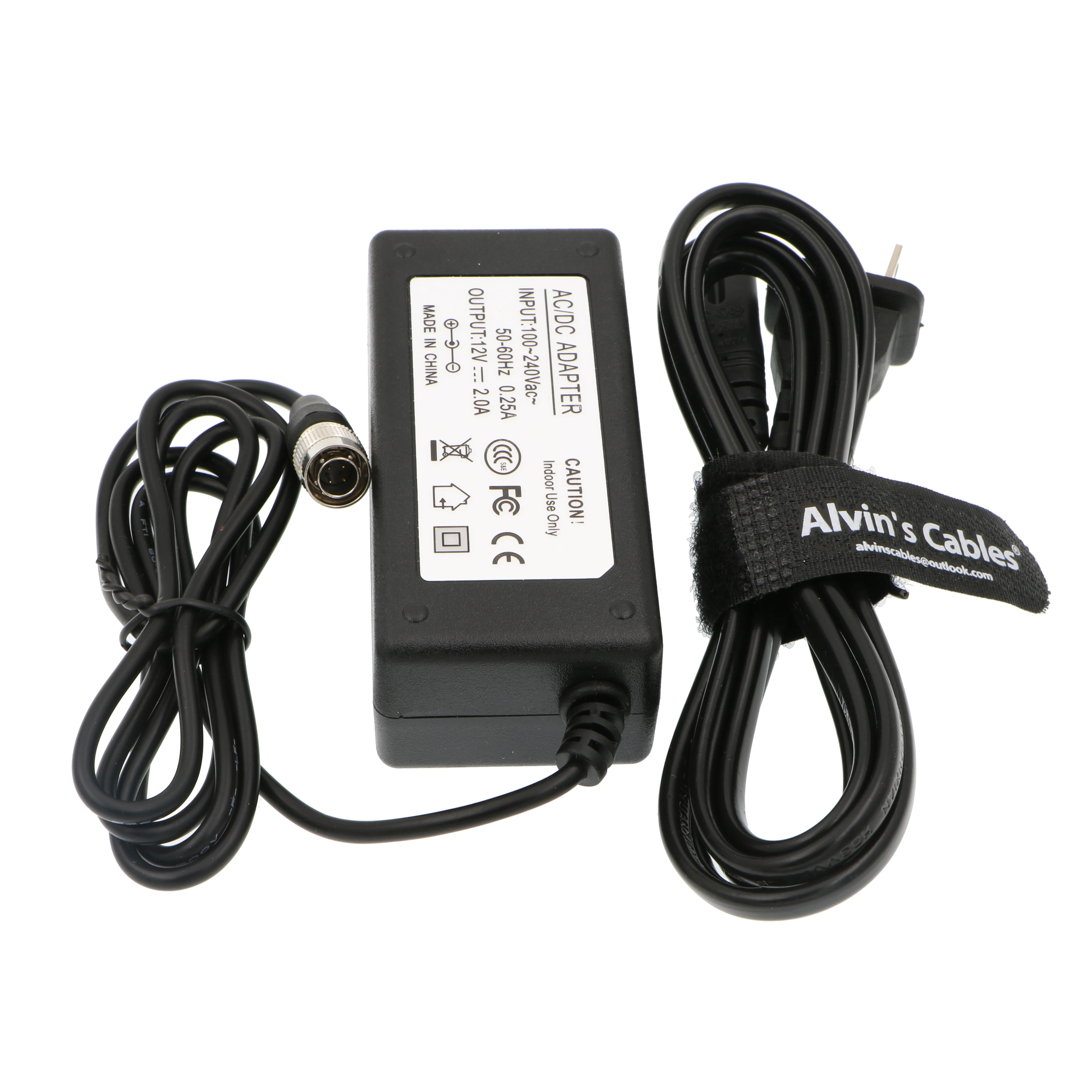 Alvin's Cables AC to 4 Pin Hirose Male 12V 2A Power Adapter For SOUND DEVICES ZAXCOM SONY