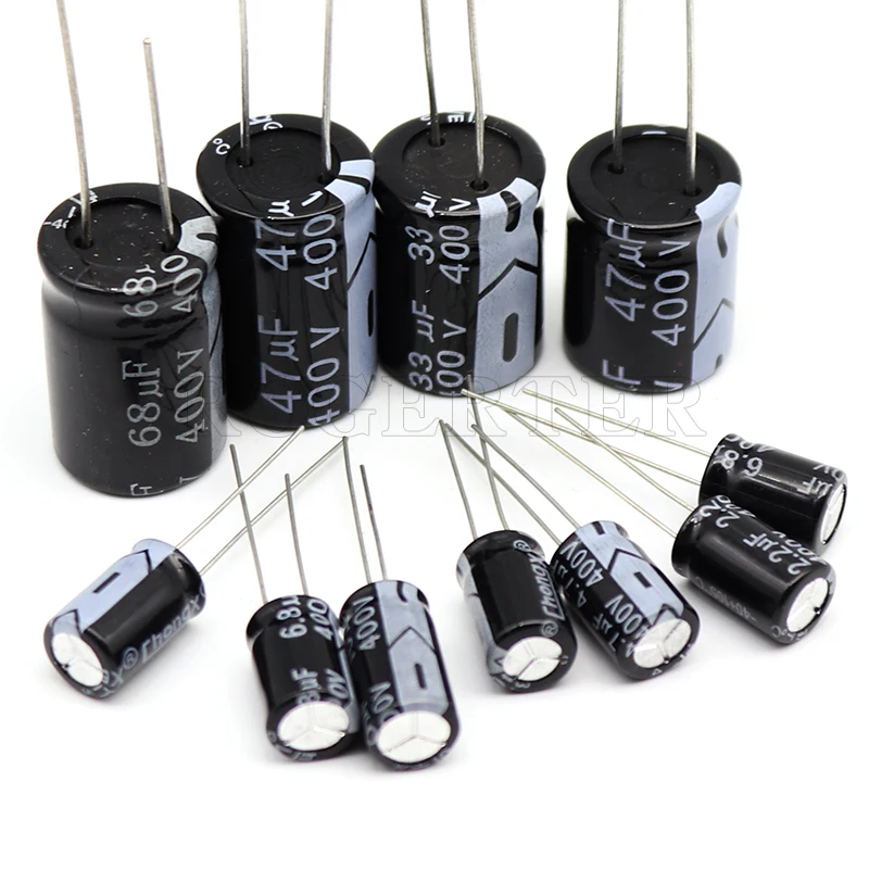 20 pçs/lote Alumínio capacitor eletrolítico 100V 2.2 UF 4.7UF UF UF 22 10 1 33 47UF 100UF 220UF 470UF 1000UF capacitor Eletrolítico