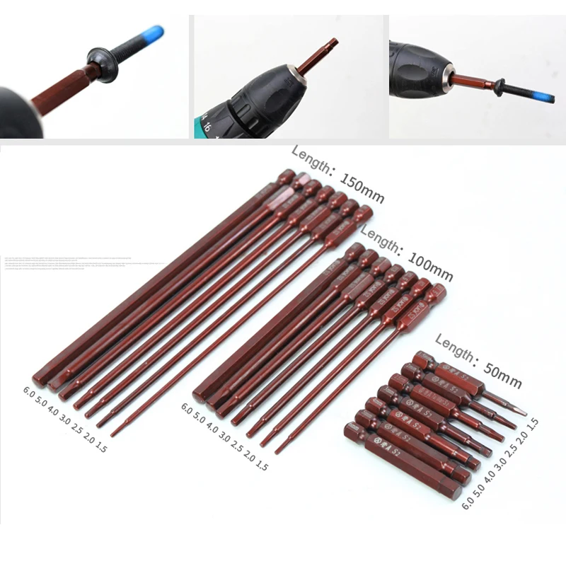 LAOA Hexagon Screwdriver Bits Electric Screwdriver Bits Extended HEX Screwdriver Head H1.5 H2.0 H2.5 H3.0 H4.0 H5.0 H6.0