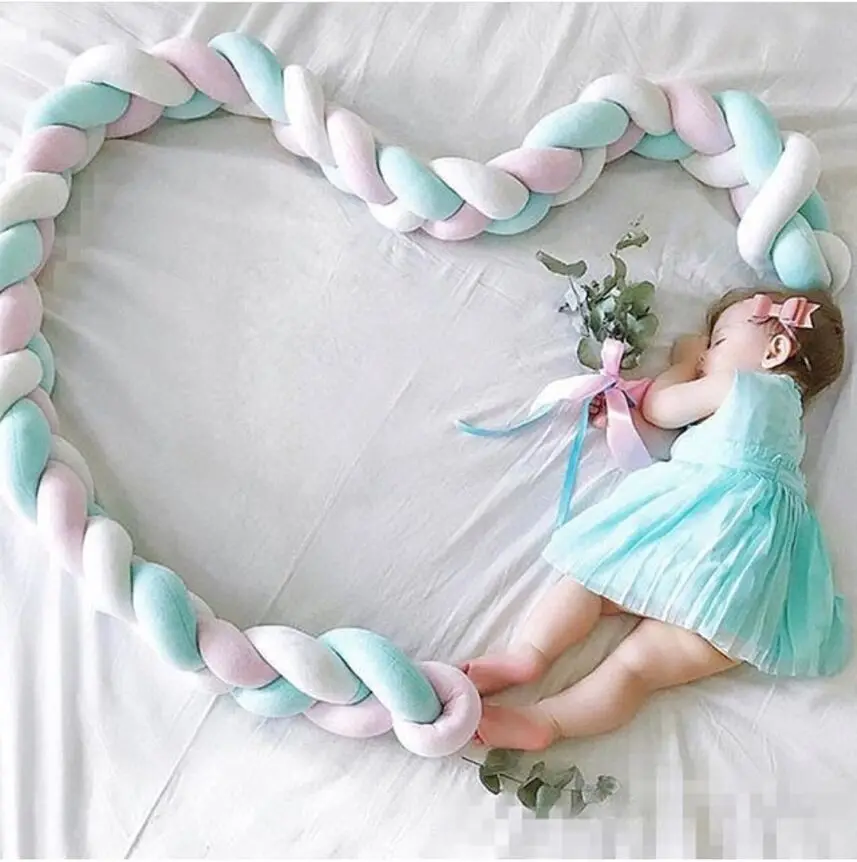 

INS new Danish knotted pillow 2M Long Knitting Cushion for Baby Bumper Bed Protector useful Nursing Colorful Soft Knot Pillow