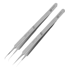 1Pc pinzetta Ultra precisione in acciaio inossidabile curvo dritto 0.02m Fly Wire pinza Super dura pinza di manutenzione della scheda madre BGA