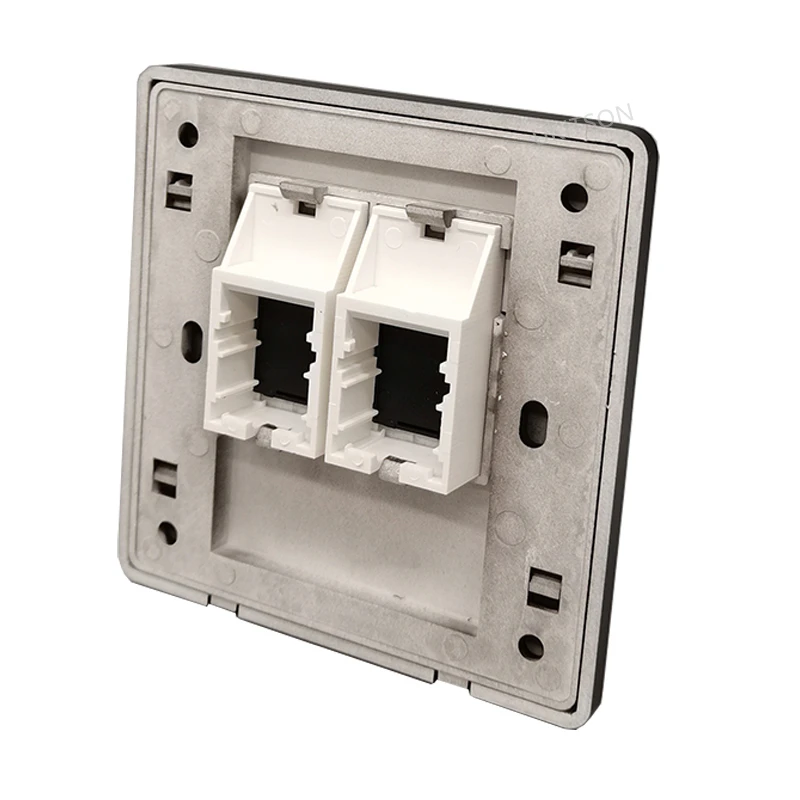 Black Color Empty Wall Frame Faceplate Insert For 1 Gang 2 Ports 4 Keystone Jack Module Face Panel Outlet In Dark Paint