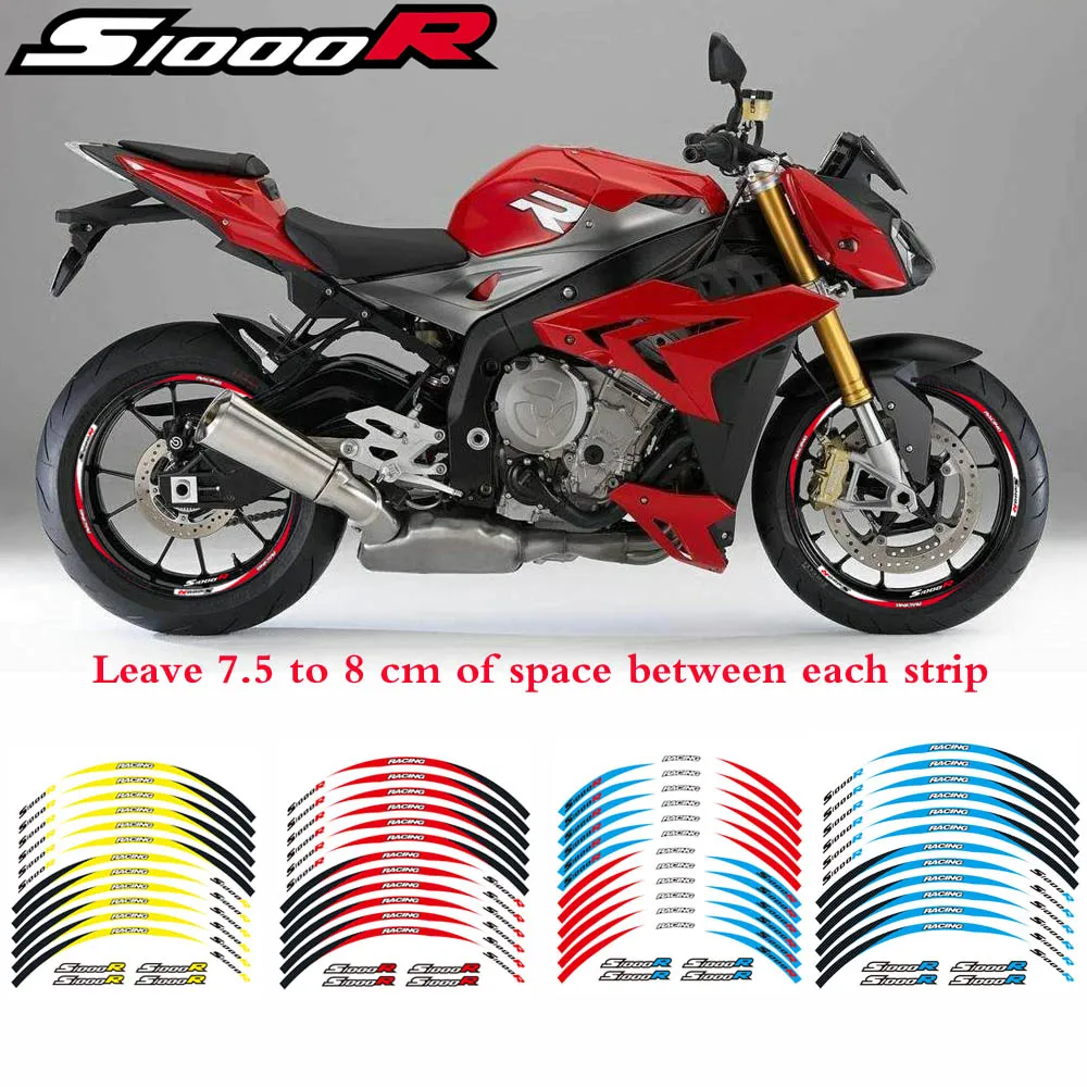 

New high quality 12 Pcs Fit Motorcycle Wheel Sticker stripe Reflective Rim For BMW S1000R