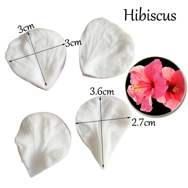 Hibiscus Flower Veiners Silicone Mould Cake Decorating Mold Gumpaste Surgarcrafe Clay Handmade Chocolate Tools M2184