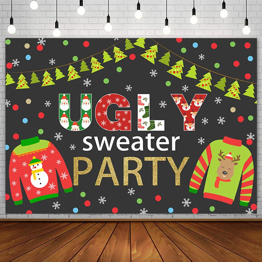 Avezano Christmas Backdrop Winter Ugly Sweater Party Beautiful Snowflake Banner Photography Background Photo Studio Photophone