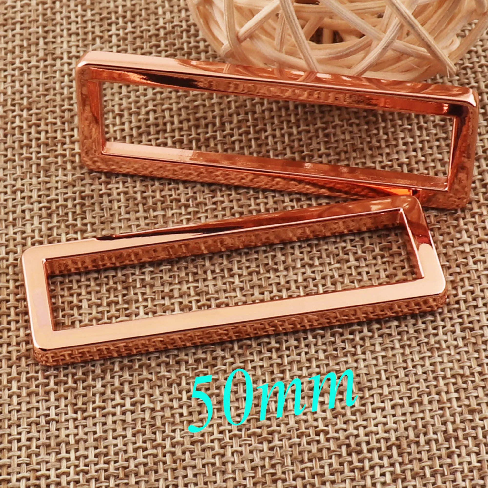 10 pcs Rose Gold Rectangle Rings,Square Rectangular Wire Loops Webbing Purse Making Hardware Handbag Buckles 2