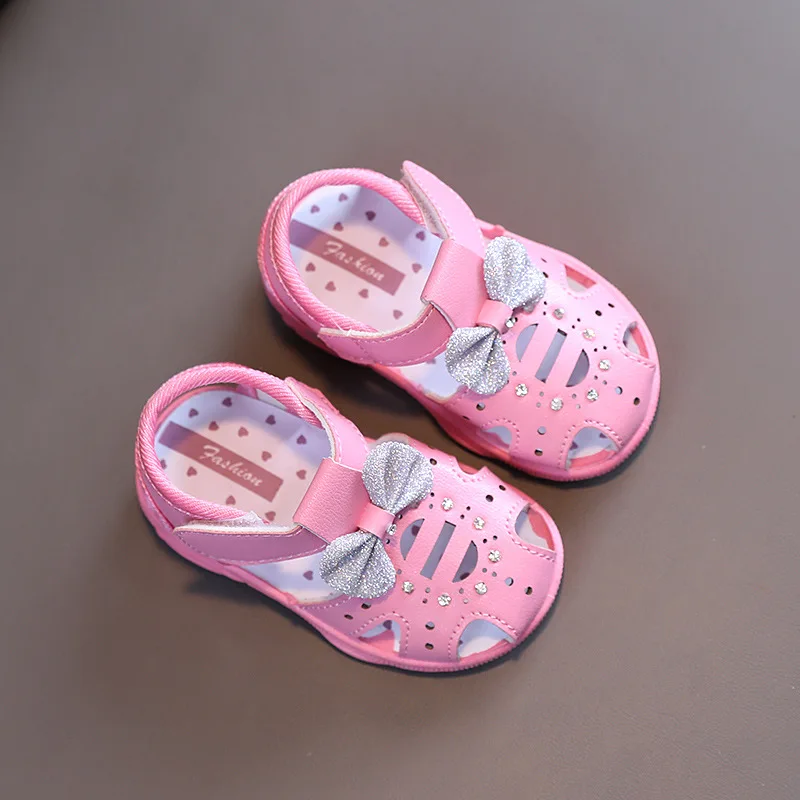 Summer Infant Soft Soled Squeaky Shoes Baby Front Wrapped Sandals Princess Shoes 1- 3 Years